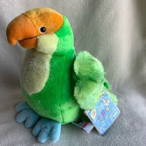 GANZ Webkinz Plush Green Parakeet HM354 Stuffed Animal Toy w Code